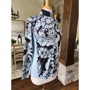 San Soleil SolTek Ice Womens Small Paisley Floral Golf UPF 50 L/S 1/4 Zip Top